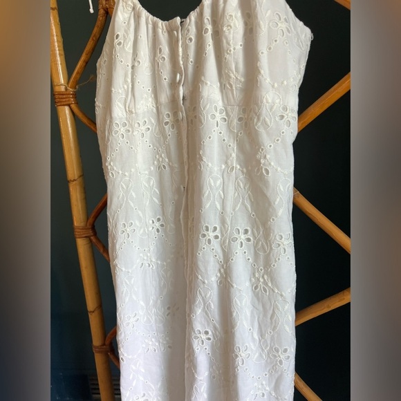 La Ligne Spaghetti Dress White Eyelet Cotton Small - Picture 10 of 12